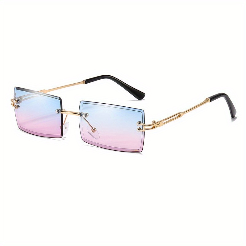 Rectangle Rimless Sunglasses Gradient Anti Glare UV400