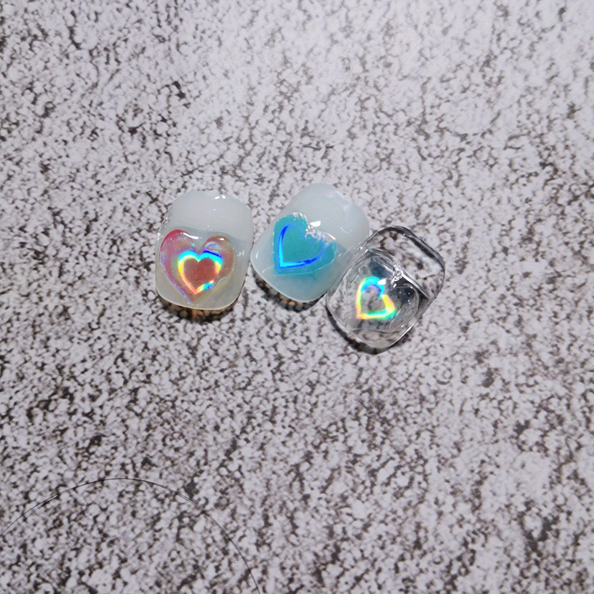 Aurora Holographic Heart Nail Art Stickers - Valentine's Day Nail