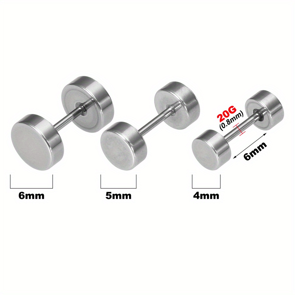 3pcs Pack Ear Bone Studs for Men, Ball Pointed Cone Round Cake Square