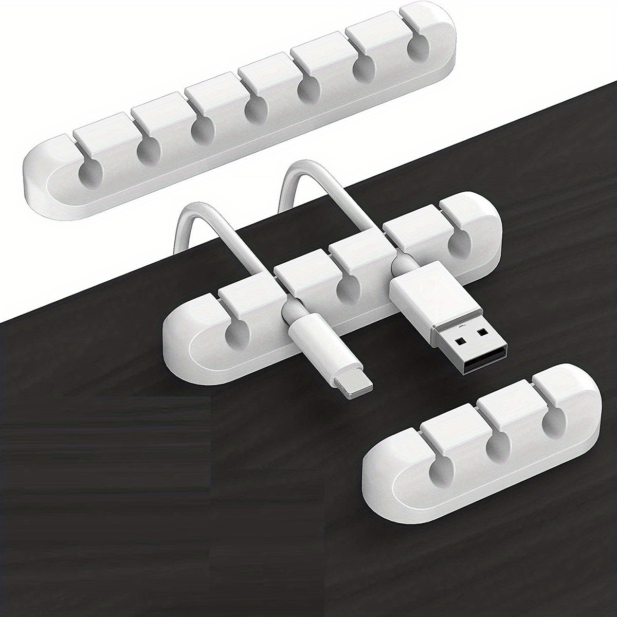 Organisateur de câbles de bureau blanc adhésif 2023 Kit de fixation pour  câbles de table ou surface plane en silicone - Clips adhésifs pour câbles