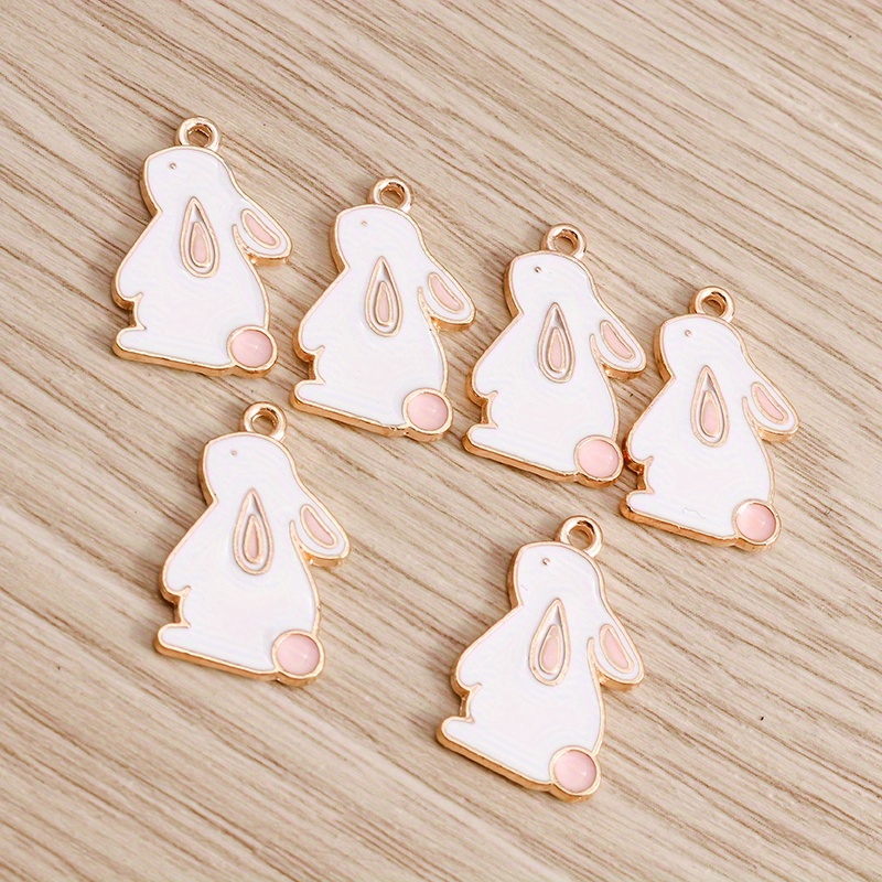 10pcs 16*21mm Enamel Rabbit Charms For Jewelry Making Alloy Diy Charms Pendants Necklaces Earrings Accessories Easter Handmade Crafting