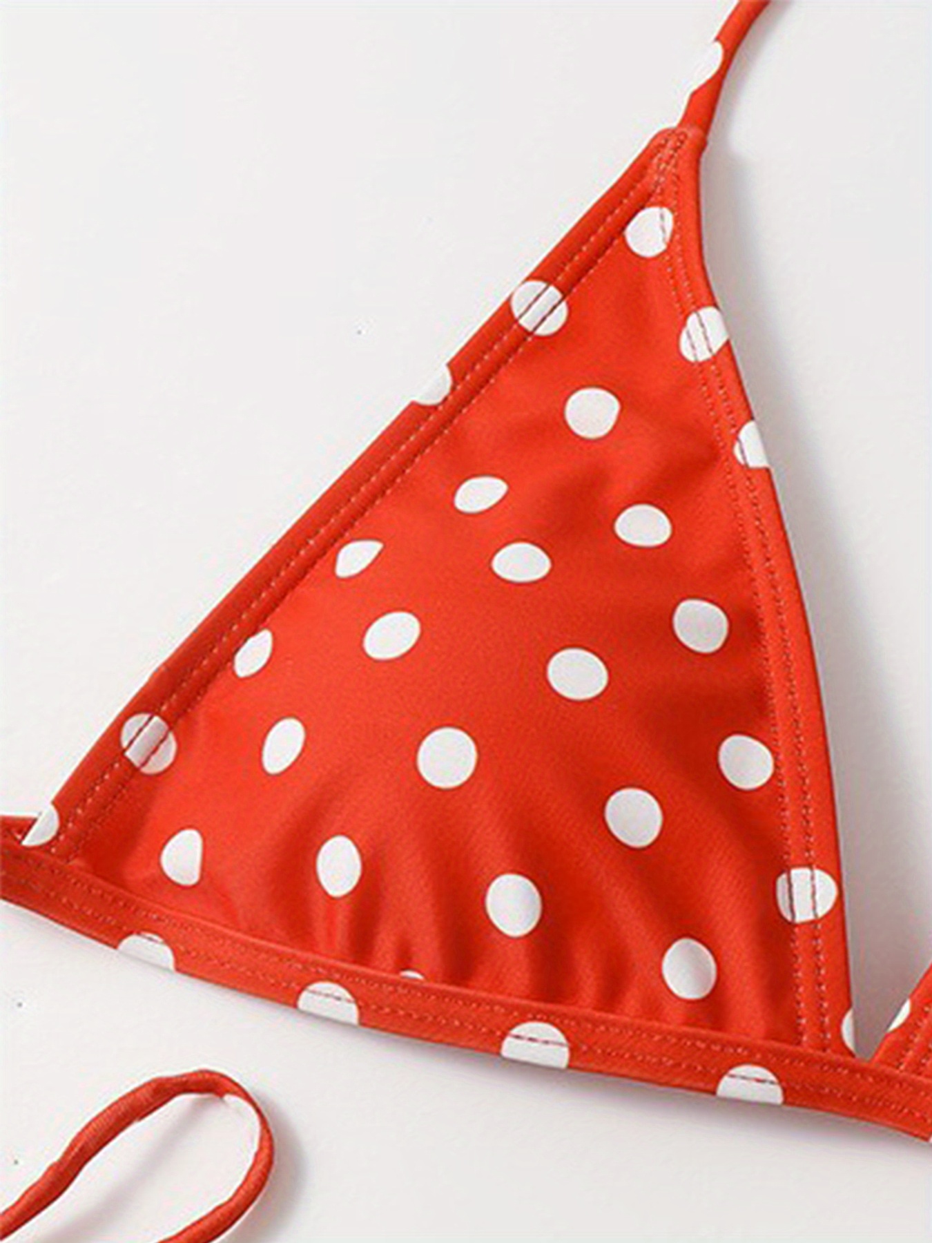 Red Polka Dot Bikini Sets Halter Neck Tie Back Tie Side High Cut Two Pieces Swimsuit Womens 