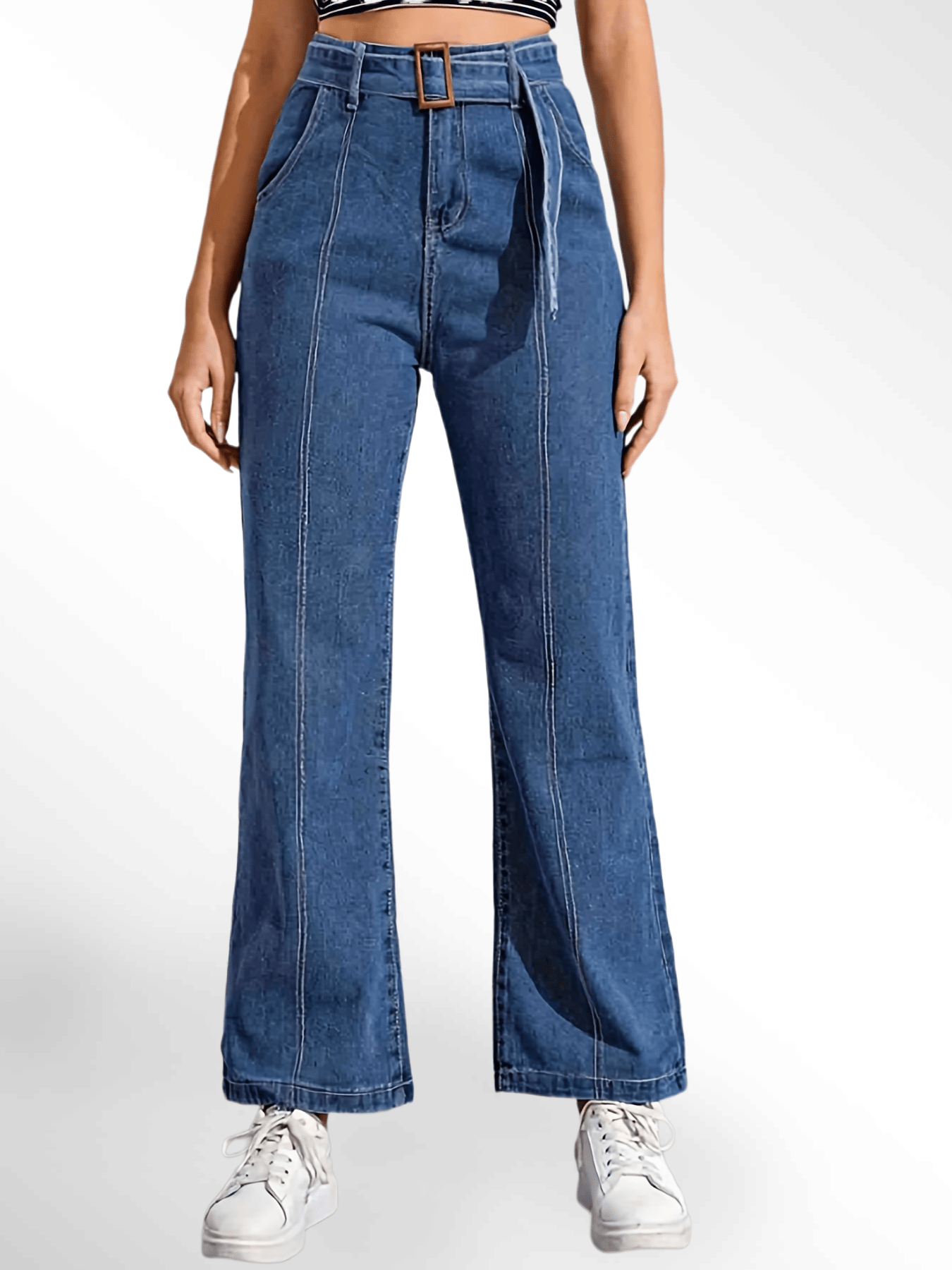 Jeans Acampanados Cintura Alta Pantalones Mezclilla - Temu