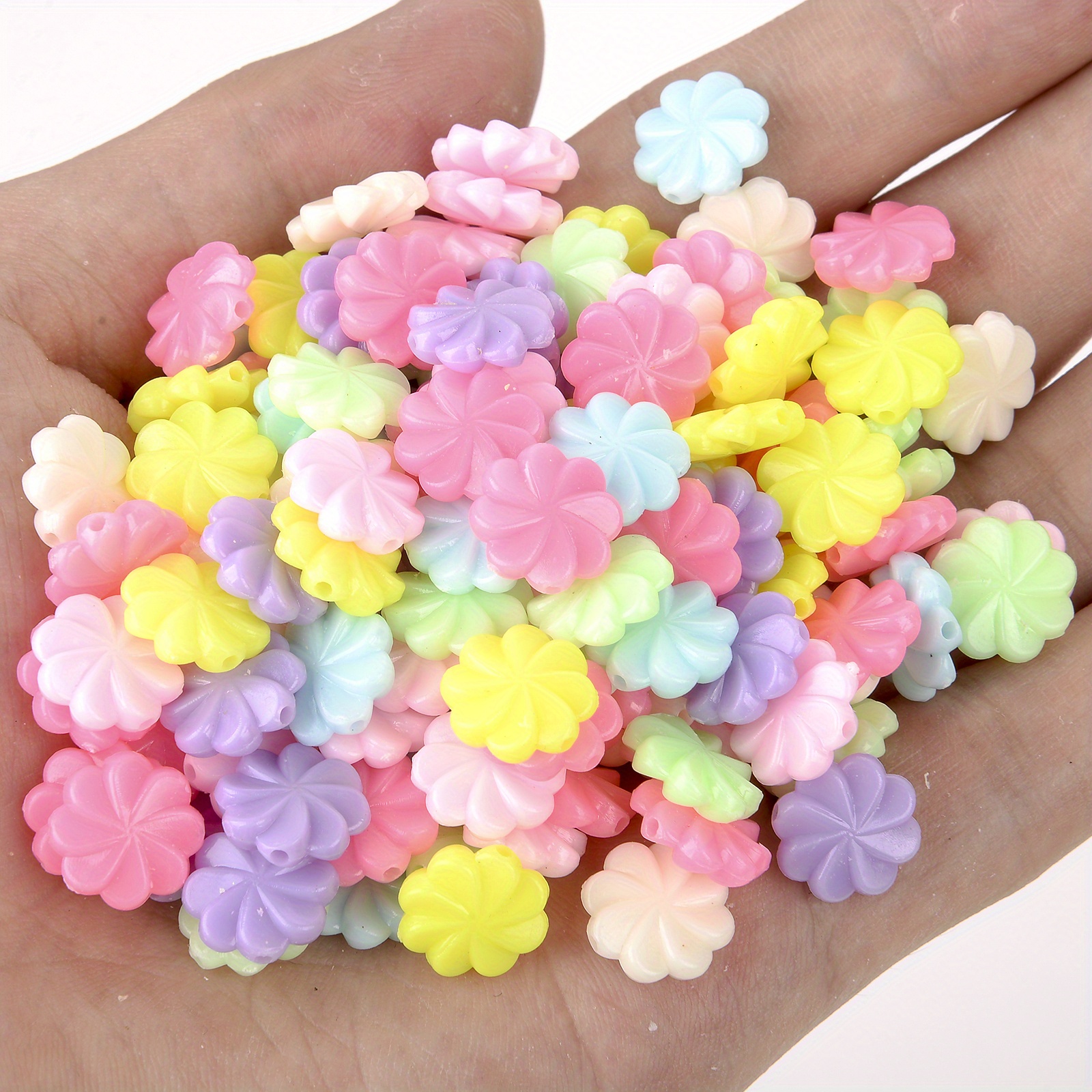 Rose Beads / Acrylic Flower Bead (14mm / Assorted Candy Color Mix / 15, MiniatureSweet, Kawaii Resin Crafts, Decoden Cabochons Supplies
