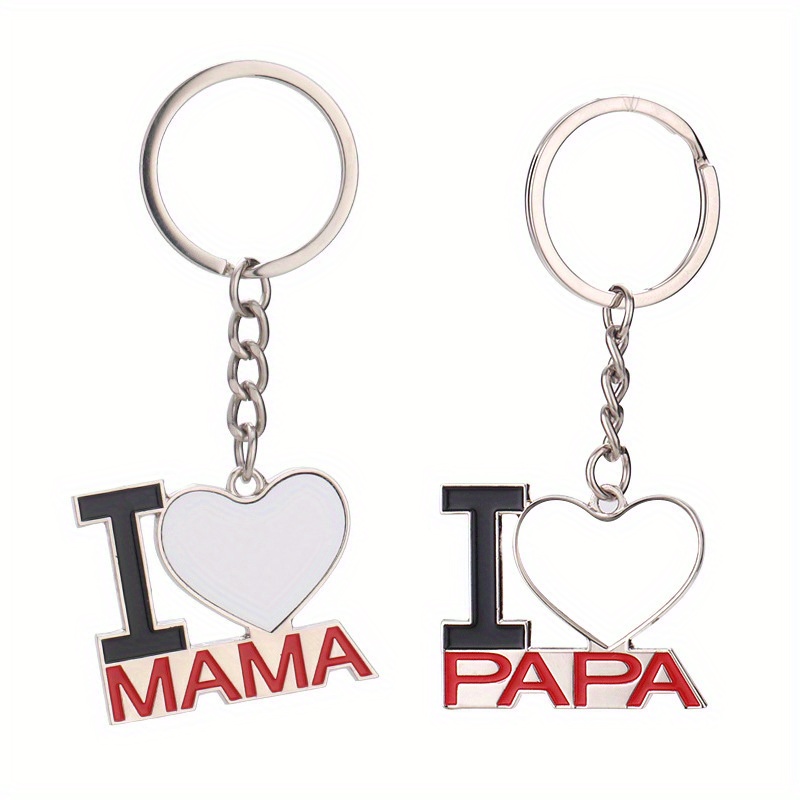 1pc I LOVE MAMA/PAPA Design Keychain Customizable Keyring Bag Accessory  Phone Pendant Car Ornament Gifts For Mom/dad