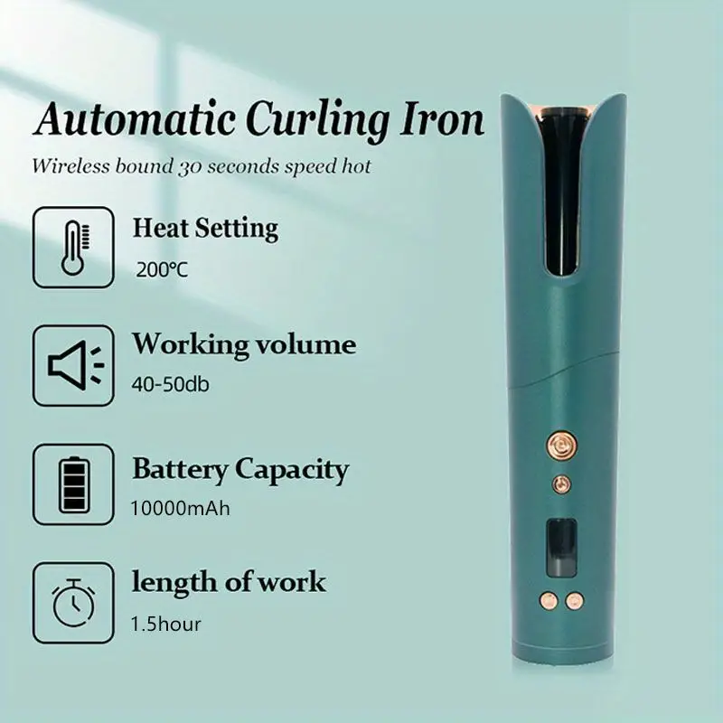portable wireless 360 degree rotating auto temperature control lcd display curl iron rotating rollers other hair styling tools automatic cordless hair curler hair styling tools set details 8