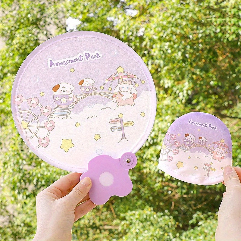 Cartoon Folding Mini Fan, Portable Summer Beach Fan