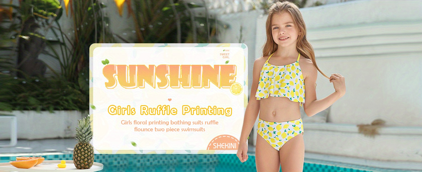Girls Bikini Swimsuit Fashion: 2PCS Flounce Bathing Suit Swimming