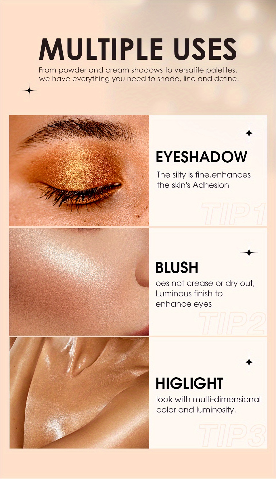 8 Color Eyeshadow Stick Shimmer Metallic Glitter Eyeshadow Temu