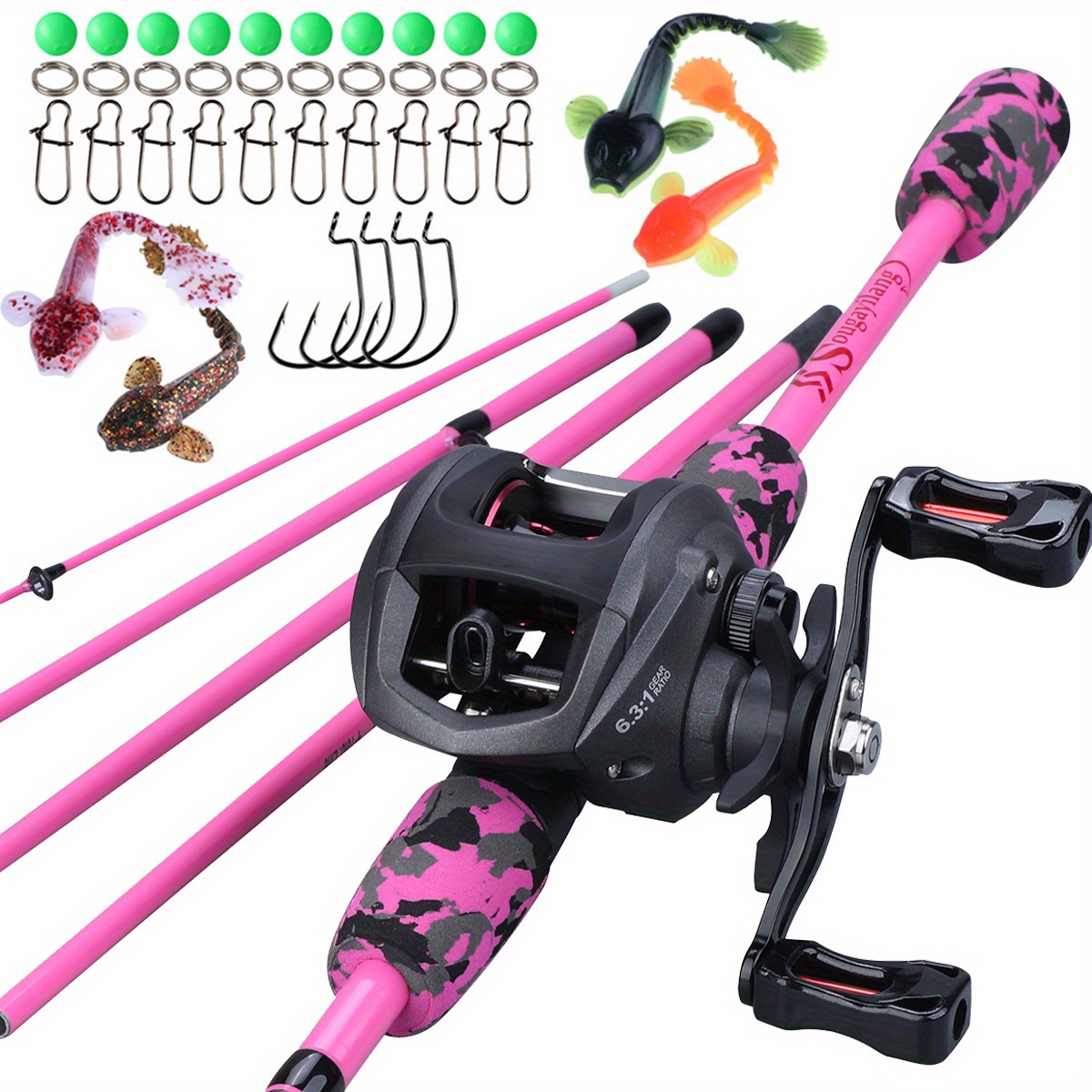 Cheap 4 Sections Casting Rod Baitcasting Reel Portable Fishing Rod
