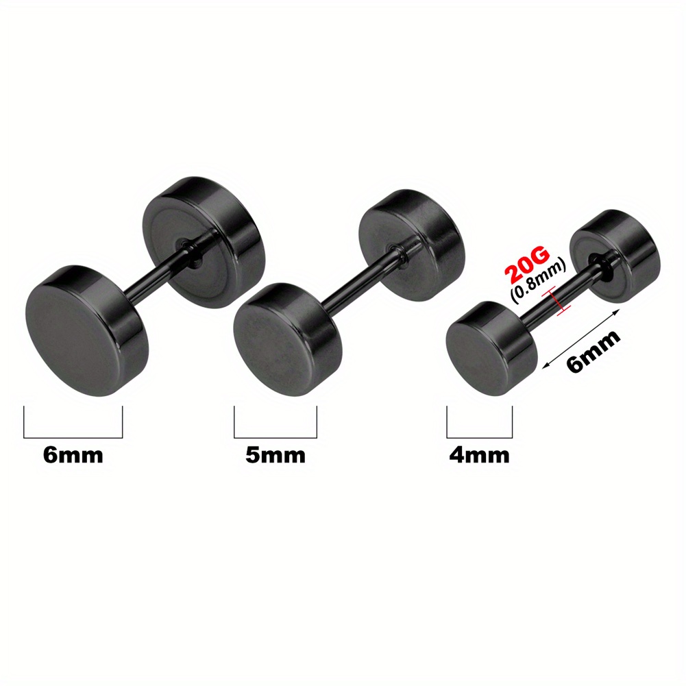 3pcs Pack Ear Bone Studs for Men, Ball Pointed Cone Round Cake Square