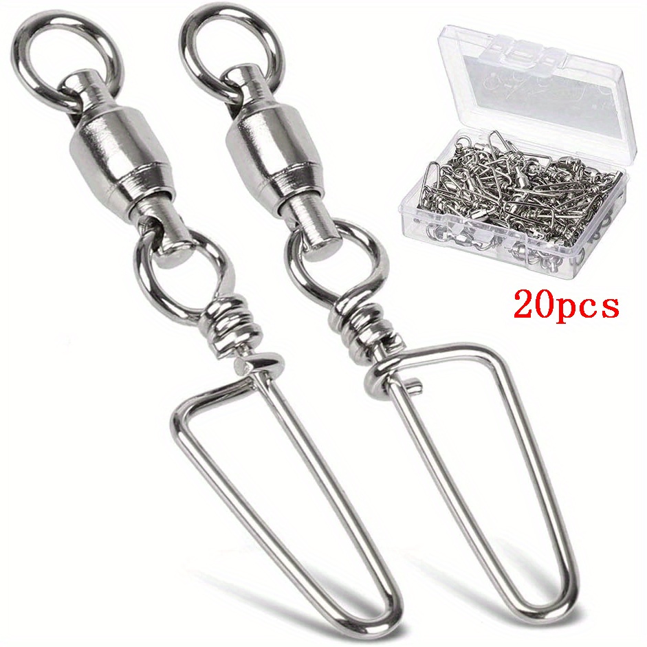 Image of 20pcs Durable Stainless Steel Fishing Swivels - High Strength Ball Bearing Snap Swivels For Saltwater And Freshwater Fishing