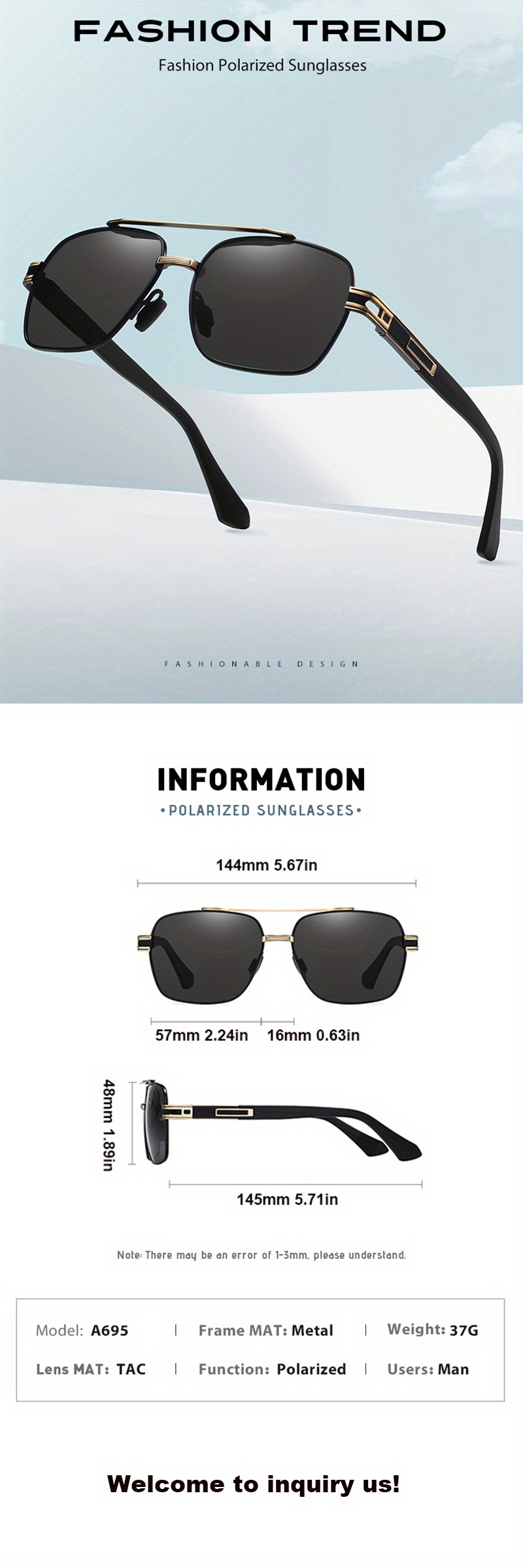 Men's Fashion Polarized Sunglasses Vintage Metal Uv - Temu