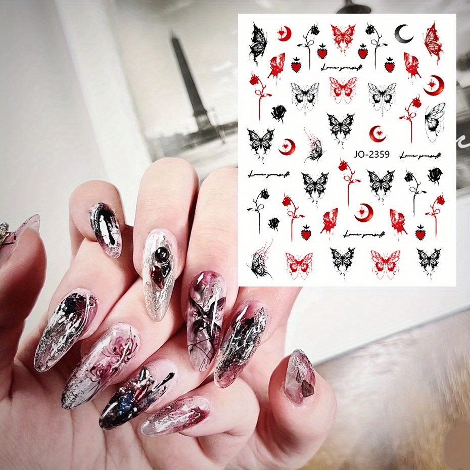 3D Nail Art Stickers Adhesive Rose Decals for DIY Manicure