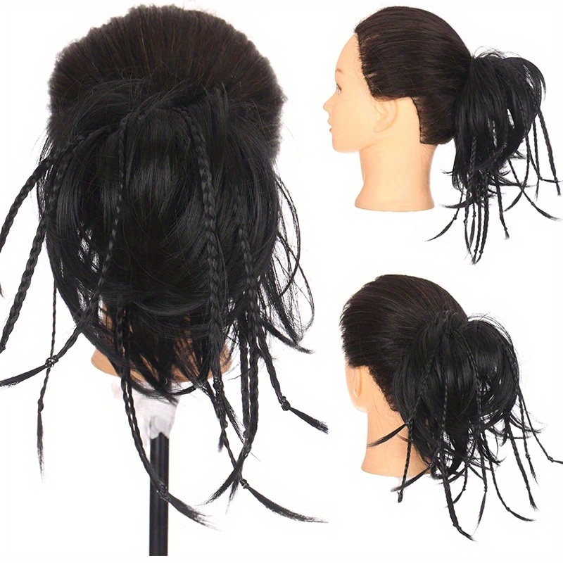 Synthetic Messy Braid Chignon Hair Extension Rubber Band Temu Australia