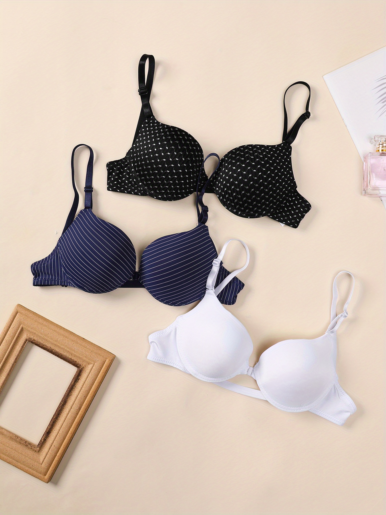Solid Plunge Bras, Hollow Out Breathable Intimates Push Up Bra, Women's  Lingerie & Underwear