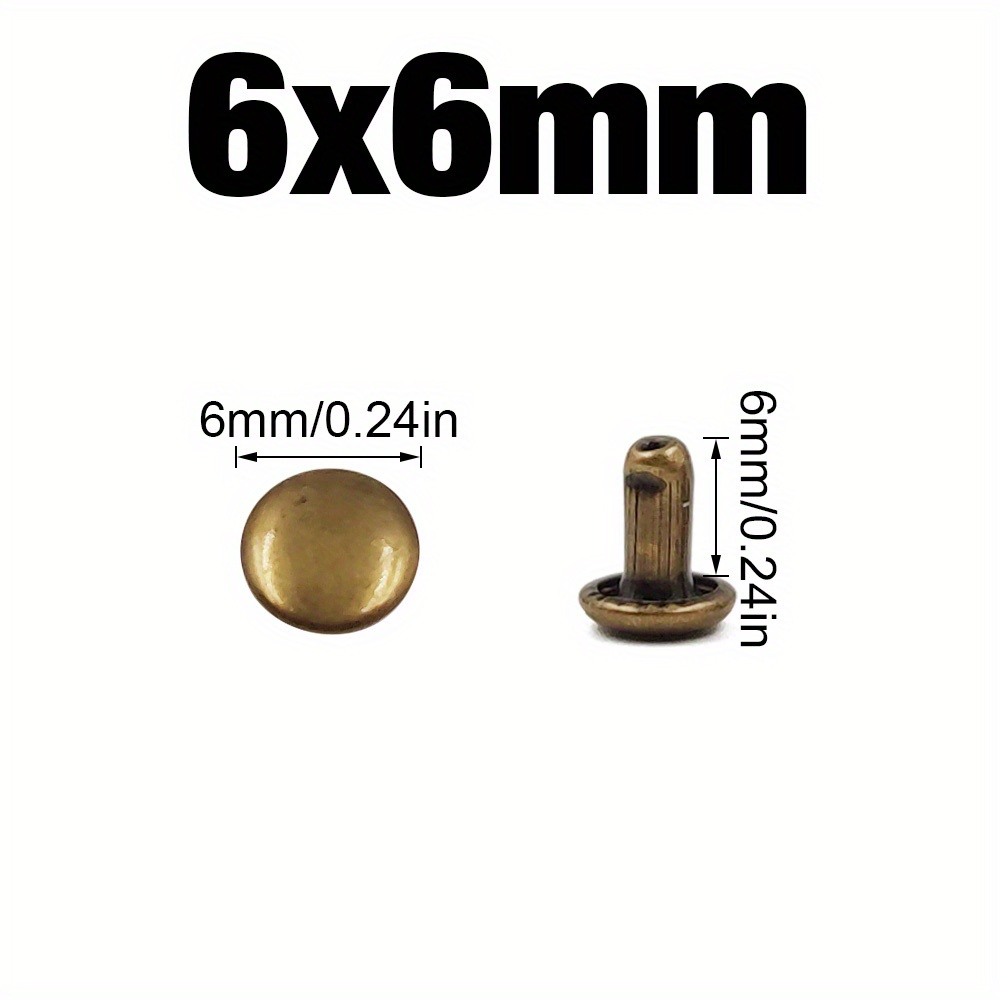 10 Set 6mm Brass Round Head Stud Screw Rivets for DIY Leather Craft Copper  Tone