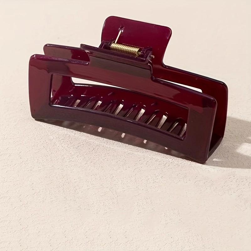 TEMU Pinzas Rectangulares Para El Pelo, Color Rojo Vino, Antideslizante, Agarre Fuerte, Pinza Para La Mandíbula Para El Pelo, Accesorios Para El