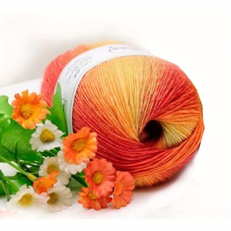 50g/Ball 100% Cotton Lace Rainbow Yarn Colorful Dyeing Gradient