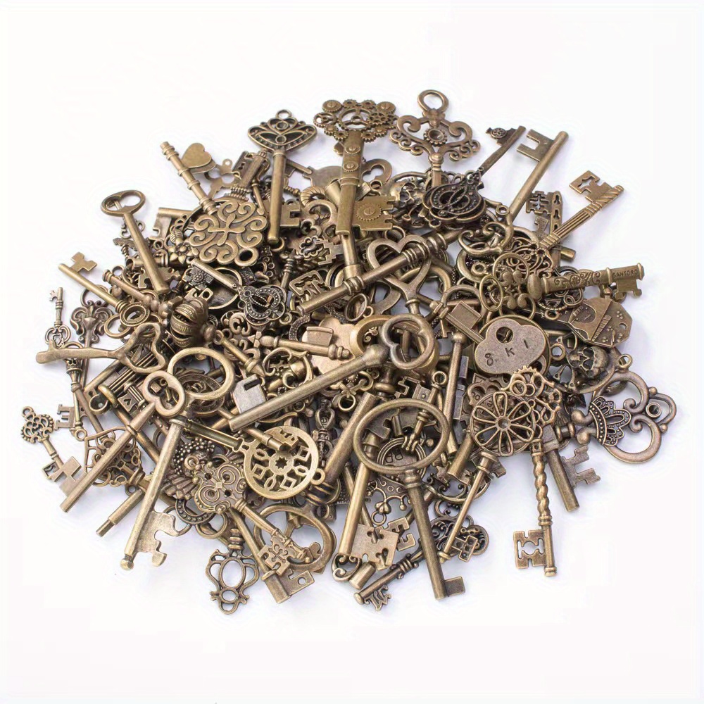 Authentic Antique Skeleton Keys Mixed Lot Of 24 Barrel Vintage Old Heart Key