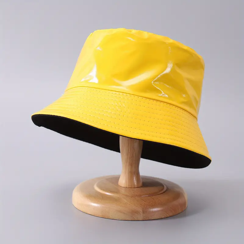 Candy Color Pu Bucket Hat Waterproof Lightweight Fisherman - Temu