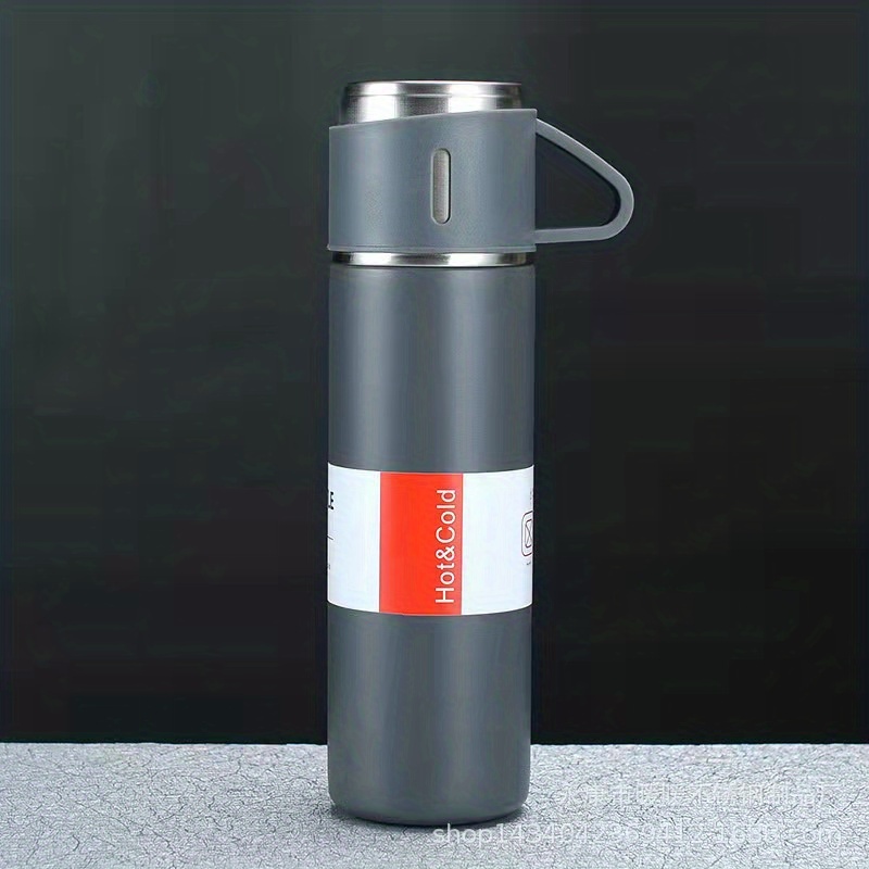Vacuum Flask Set with 3 Stainless Steel Cups Combo - 500ml - Keeps HOT/Cold