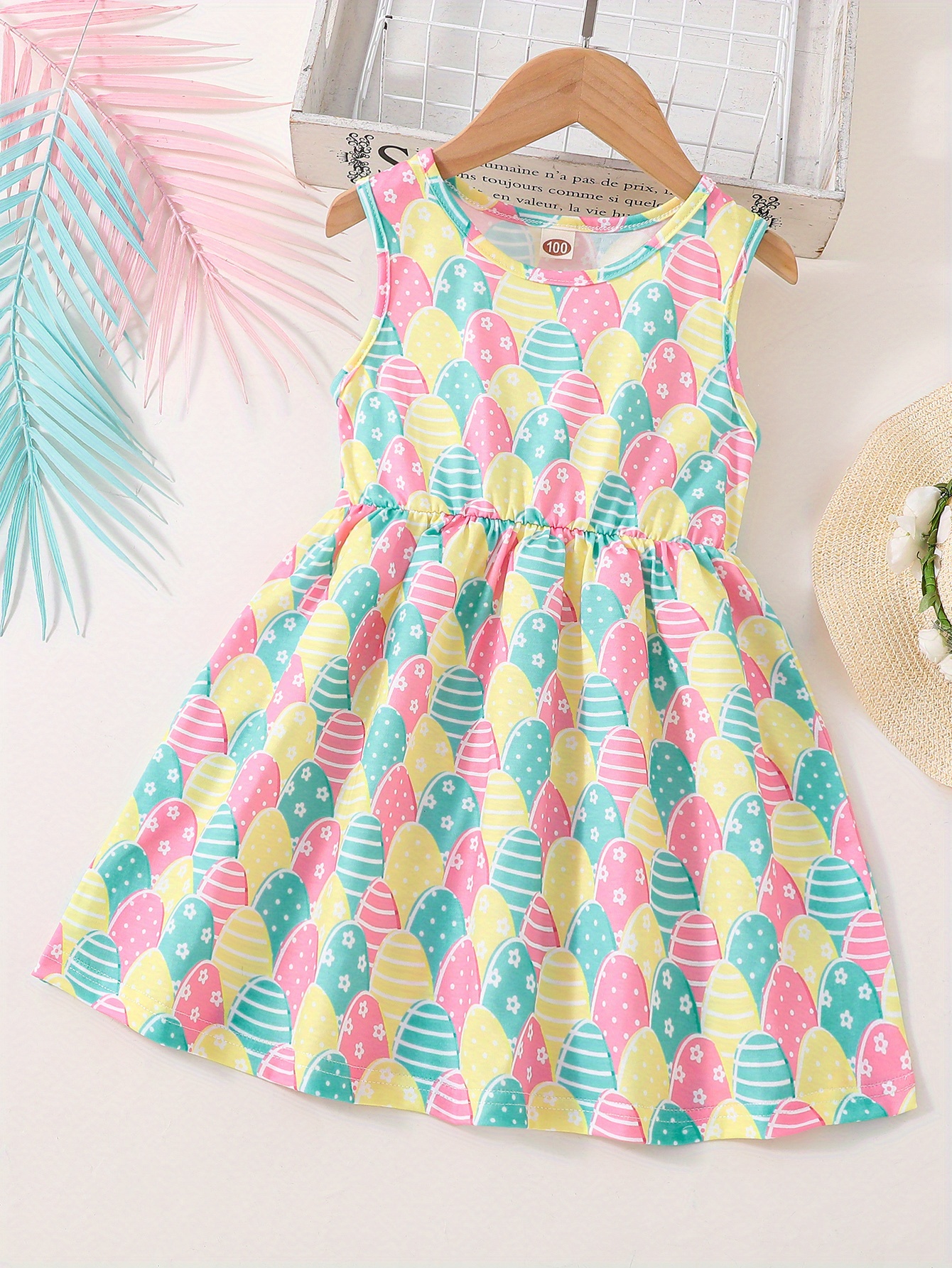 Toddler Girls Sleeveless Striped Polka Dot Flowers Eggs - Temu United ...