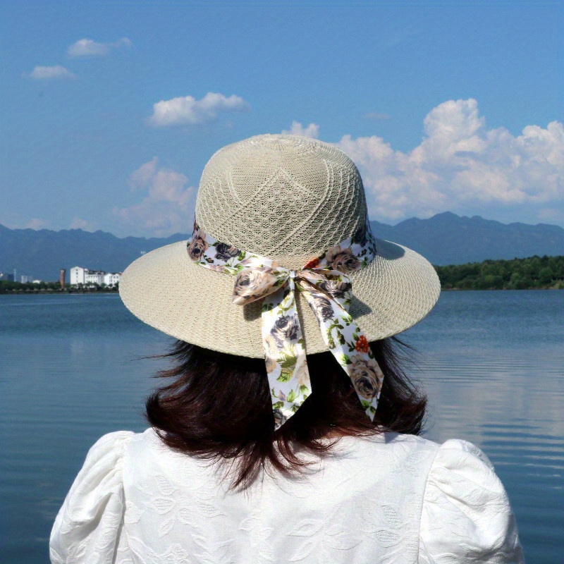 Straw Hat Wholesale Fashion Boho Wide Brim Beach Floppy Visor Hat