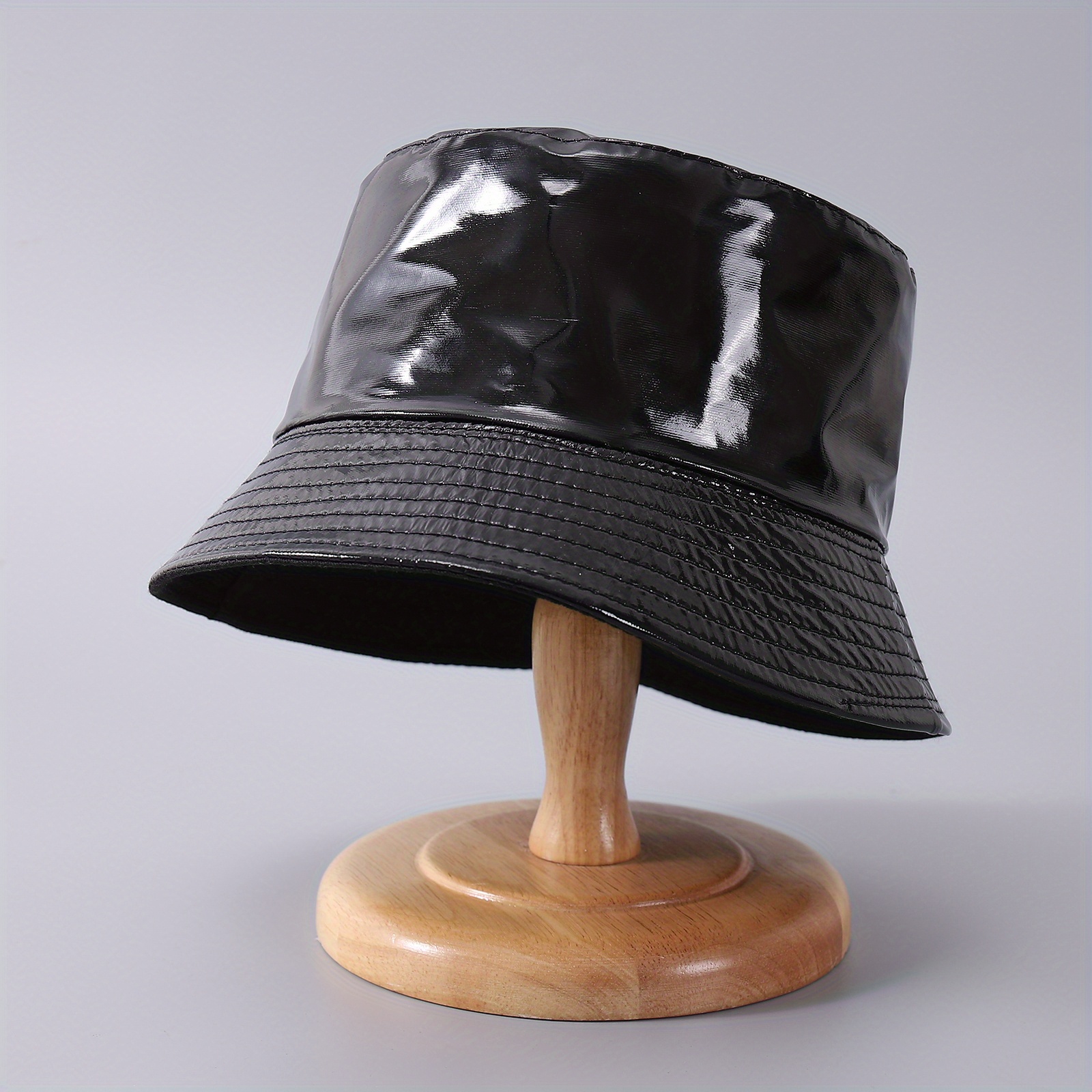 Candy Color Pu Bucket Hat Waterproof Lightweight Fisherman Temu