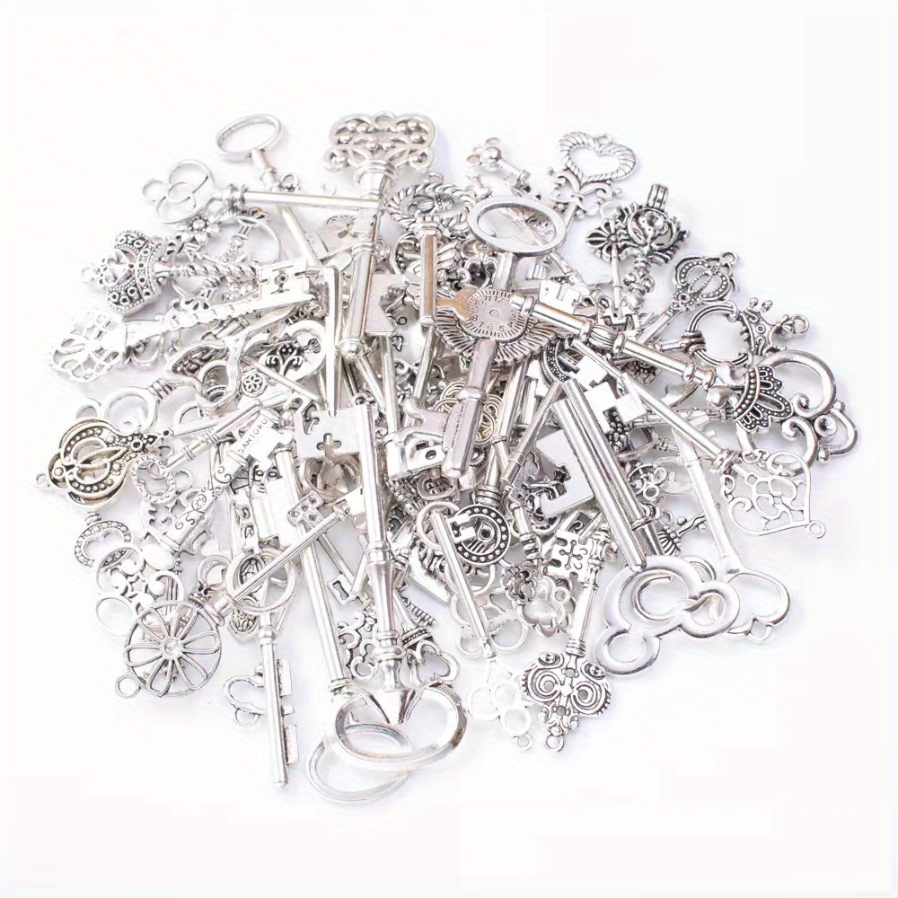  Aokbean 20pcs Large Vintage Skeleton Key Charms Pendant, 3.3  Inch Metal Antique Keys Charm DIY Crafts for Jewelry Making Necklace  Keychain Wedding Christmas Party Decorations (Antique Silver) : Toys & Games