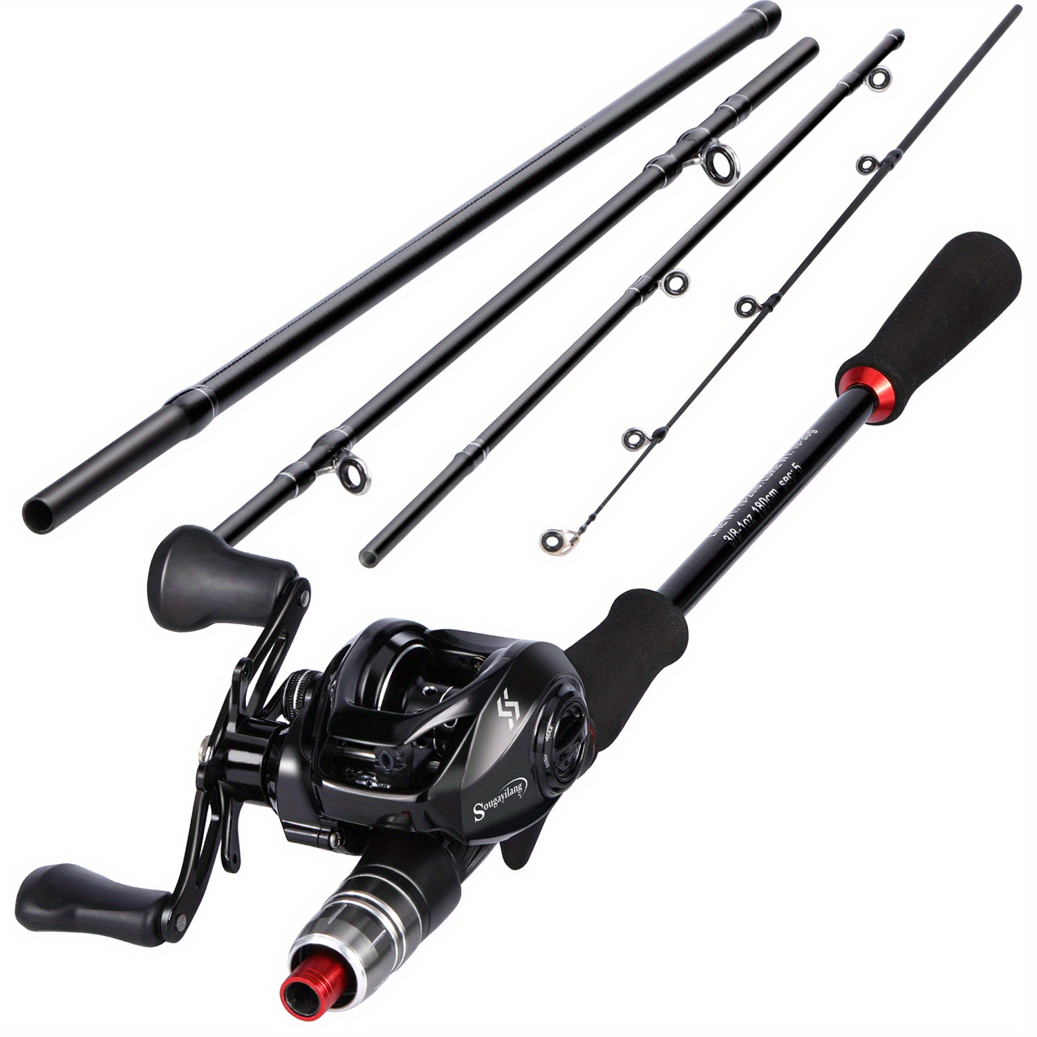 Cheap Fishing Rod and Reel Combos 1.8m/2.1n Baitcasting Fishing Pole with  17+1 BB Baitcasting Reel for Travel Fihsing
