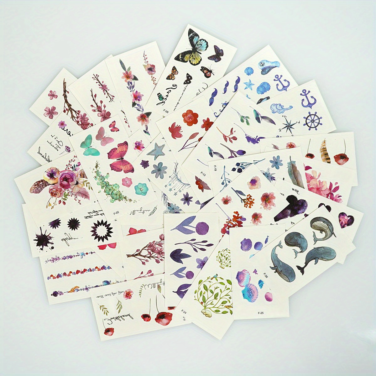 Image of Set Temporary Tattoo Stickers, Small Cute Stylish Pattern For Women, Body Finger Wrist Shoulder Arm Art Tattoo Sticker
