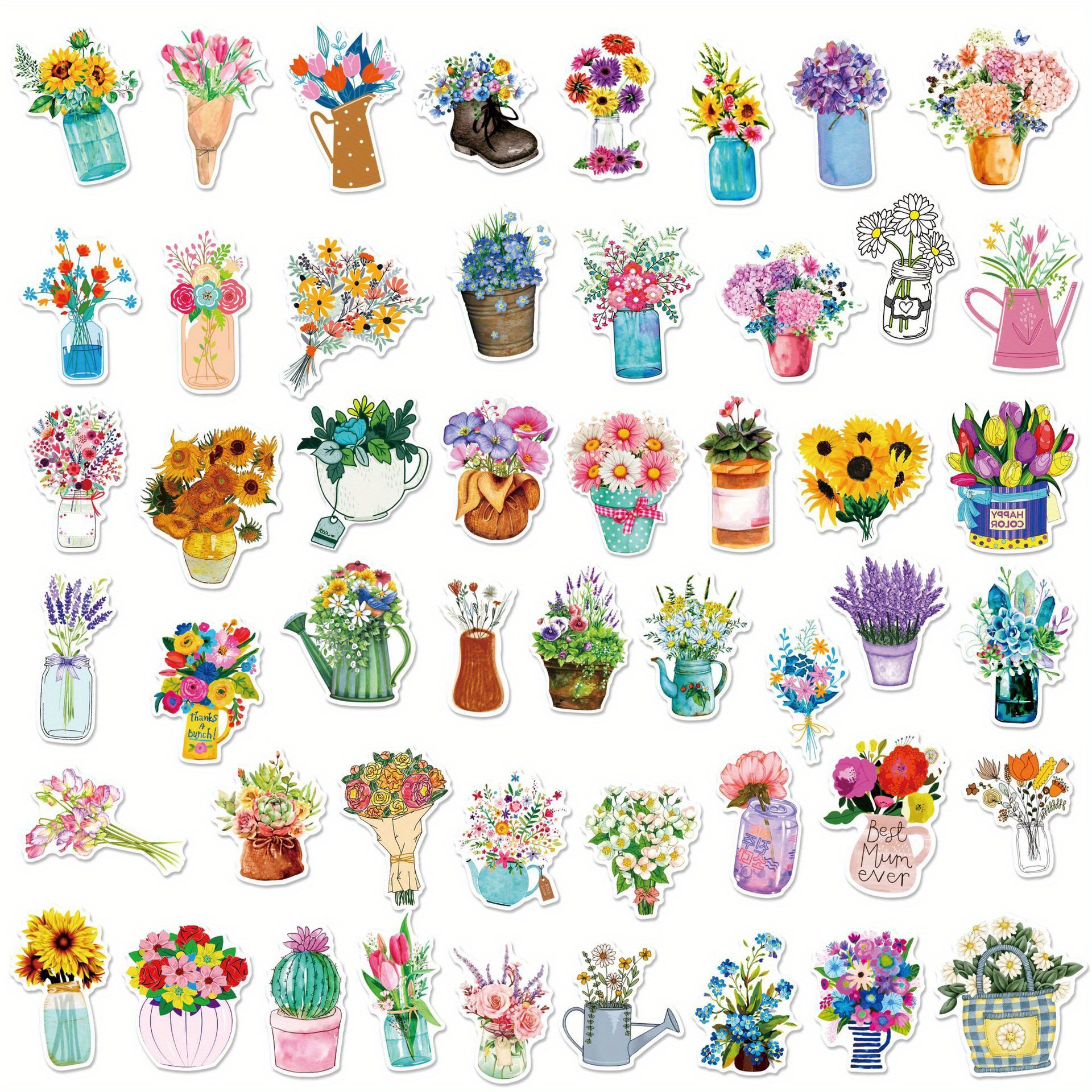 Kawaii Plant Stickers and Decal Sheets