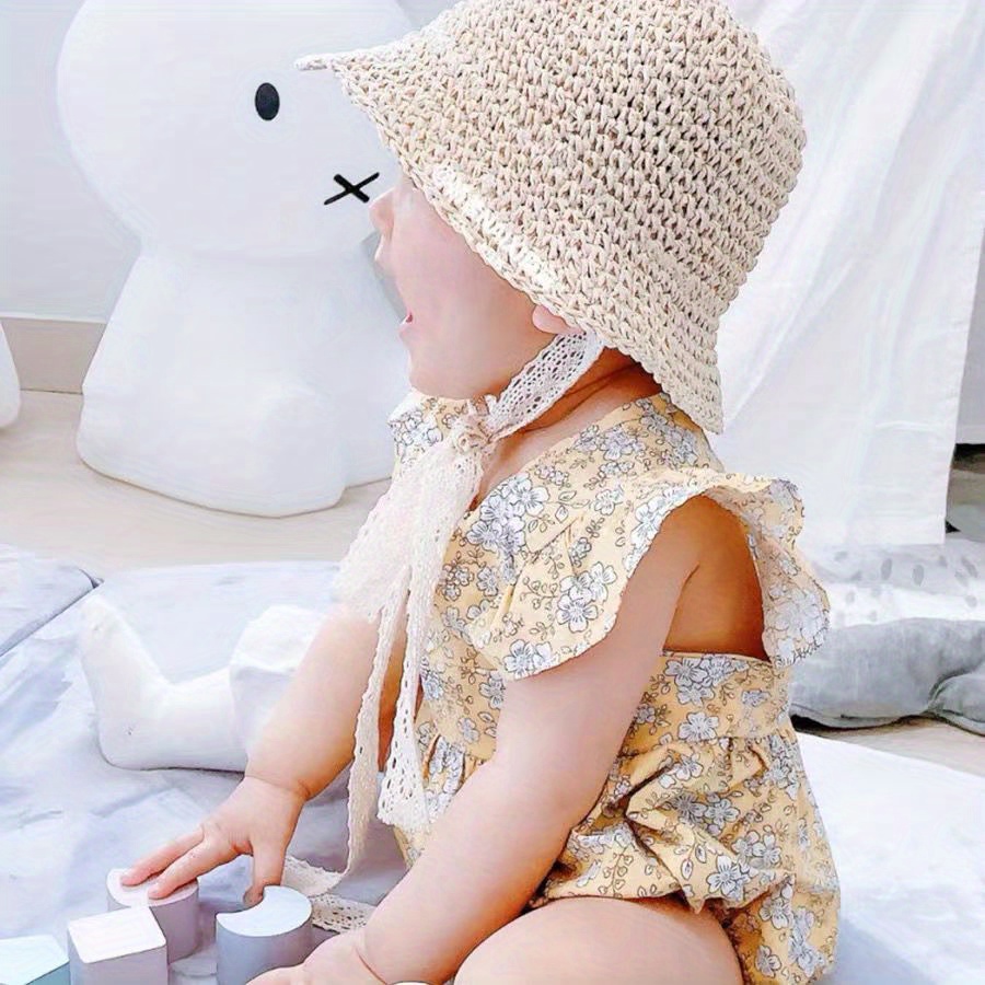 Children Soft Straw Hat Beach Sun Protection Sunshade Hat For Girls Summer  - Temu