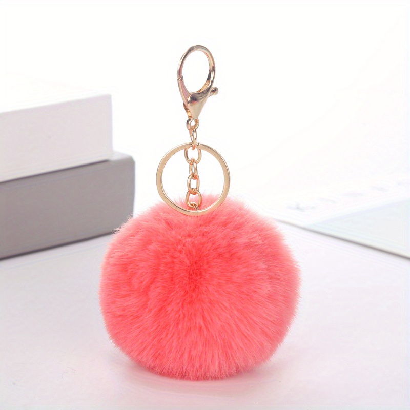 1pc Solid Color Women's Fluffy Pom Pom Keychain For Clothing, Bag, And  Accessories, Suitable For Daily Use