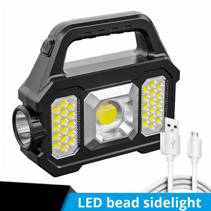 Luz de trabajo recargable LED, luz de construcción portátil con soporte y  batería de 10500 mAh, carga solar y tipo C, 4 modos de iluminación, ideal