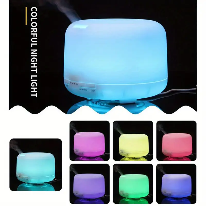1pc 500ml aroma diffuser usb  oil diffusers 7 colors led light night lamp 5 in 1 ultrasonic aromatherapy fragrant oil humidifier vaporizer timer and auto off safety switch for home baby room office details 3