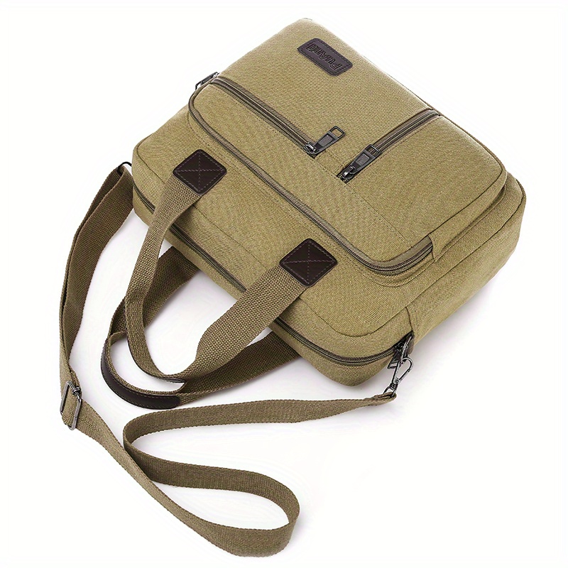 Bolsa de hombro de lona para hombrede mensajero de viaje para hombre con  varios bolsillos (café) Likrtyny Para Estrenar