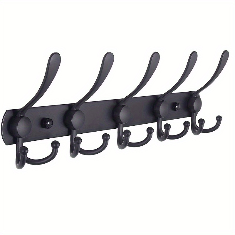 Coat Rack Wall Mounted Long,5 Tri Hooks Compatible With Hanging