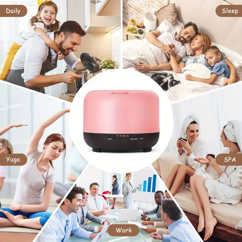 1pc 500ml aroma diffuser usb  oil diffusers 7 colors led light night lamp 5 in 1 ultrasonic aromatherapy fragrant oil humidifier vaporizer timer and auto off safety switch for home baby room office details 12