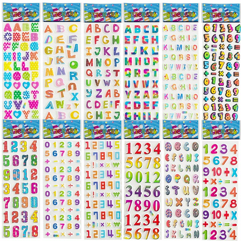 6 Sheets Kids Stickers 3d Puffy Bulk Cartoon English Alphabet