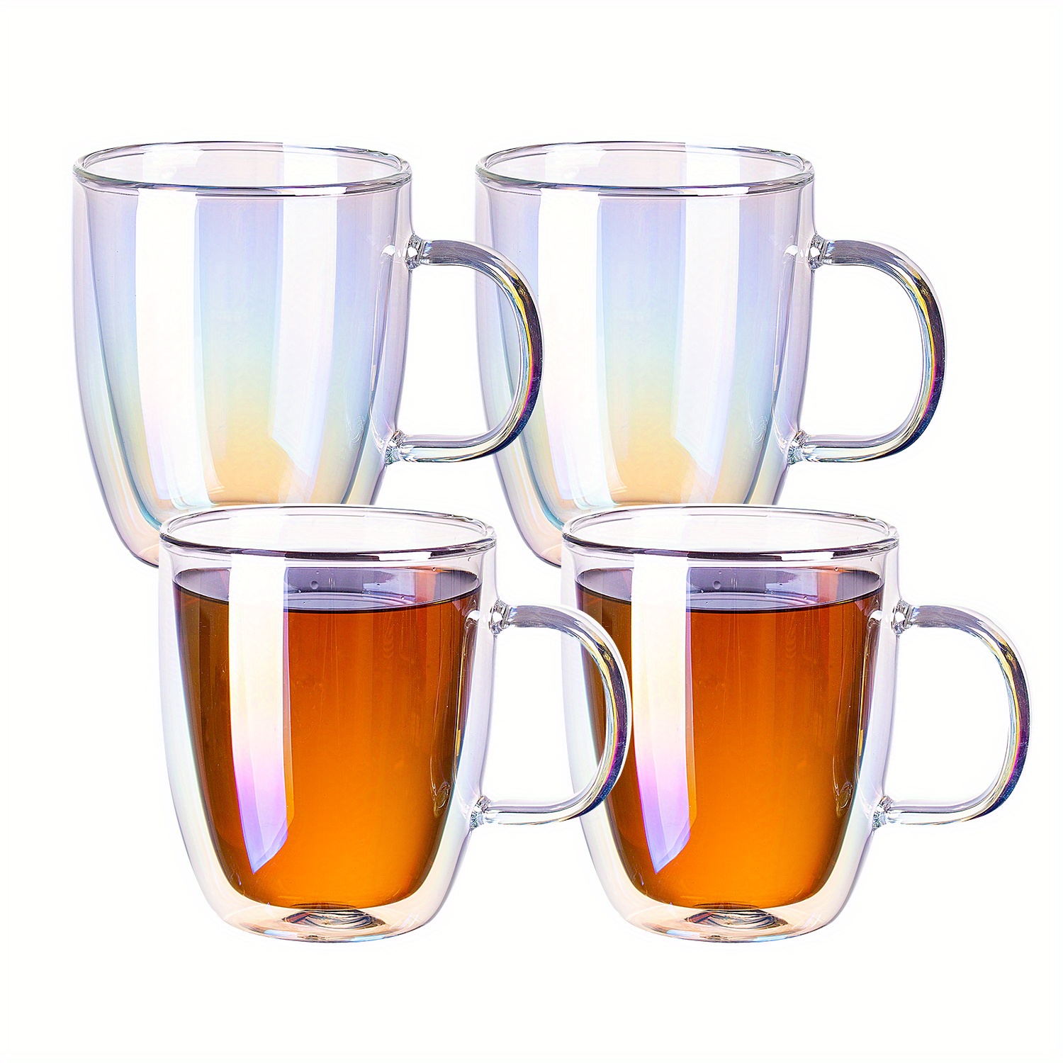 Glass Coffee Mugs, Clear Iridescent Glass Coffee Cups With Handle, Coffee  Glass, Cappuccino Cups, Tea Cups, Latte Cups, Beverage Glasses - Temu
