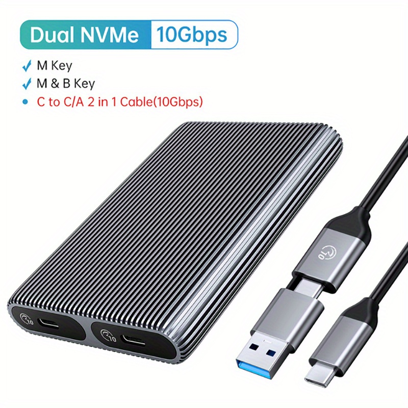 M2 Ssd Case Dual Protocol Nvme Sata Solid State Drive Enclosure 2-en-1 Usb  C 3.1 Gen2 10gbps To PCI