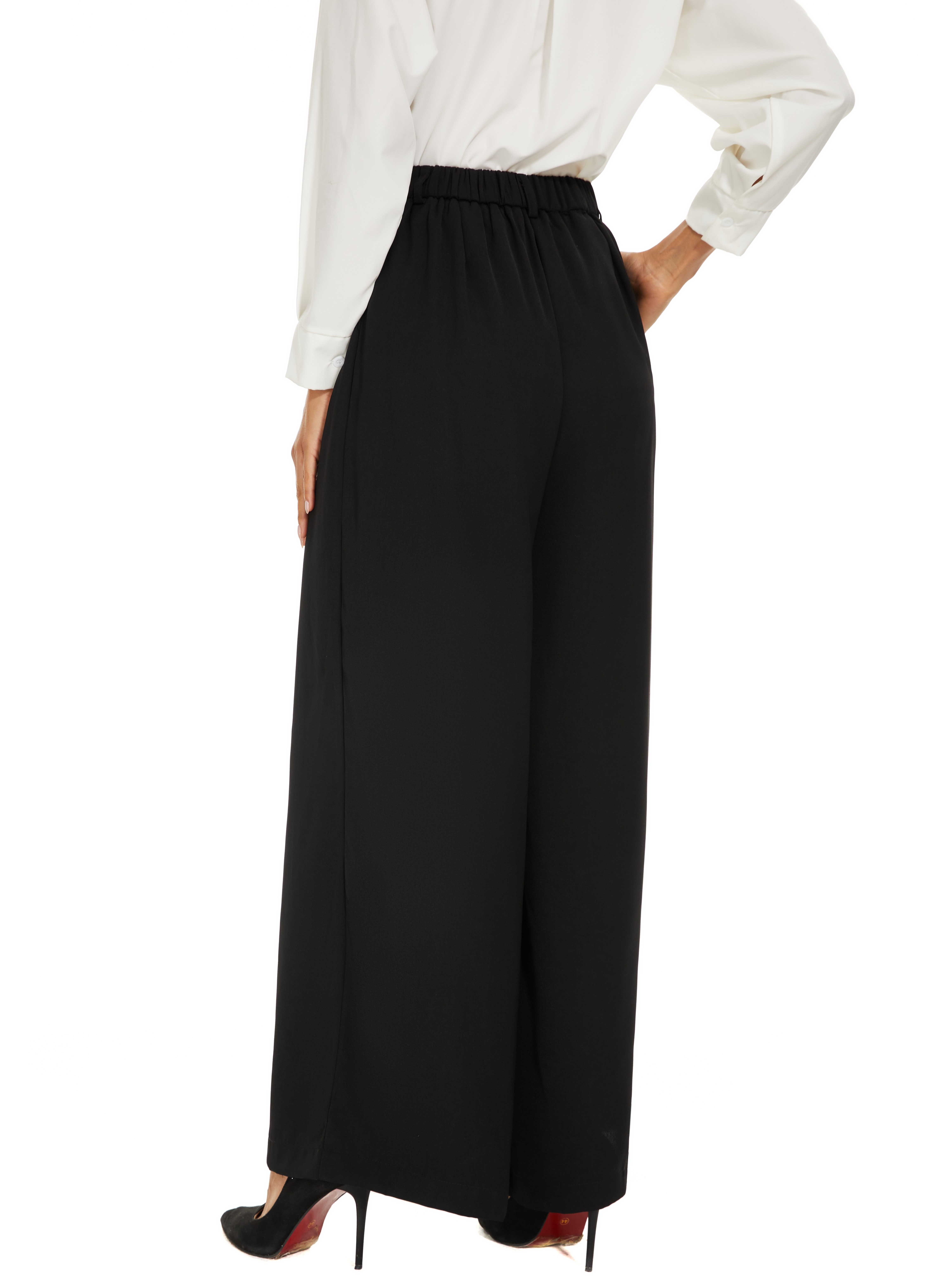 Solid Simple Pants Casual High Waist Wide Leg Versatile Temu