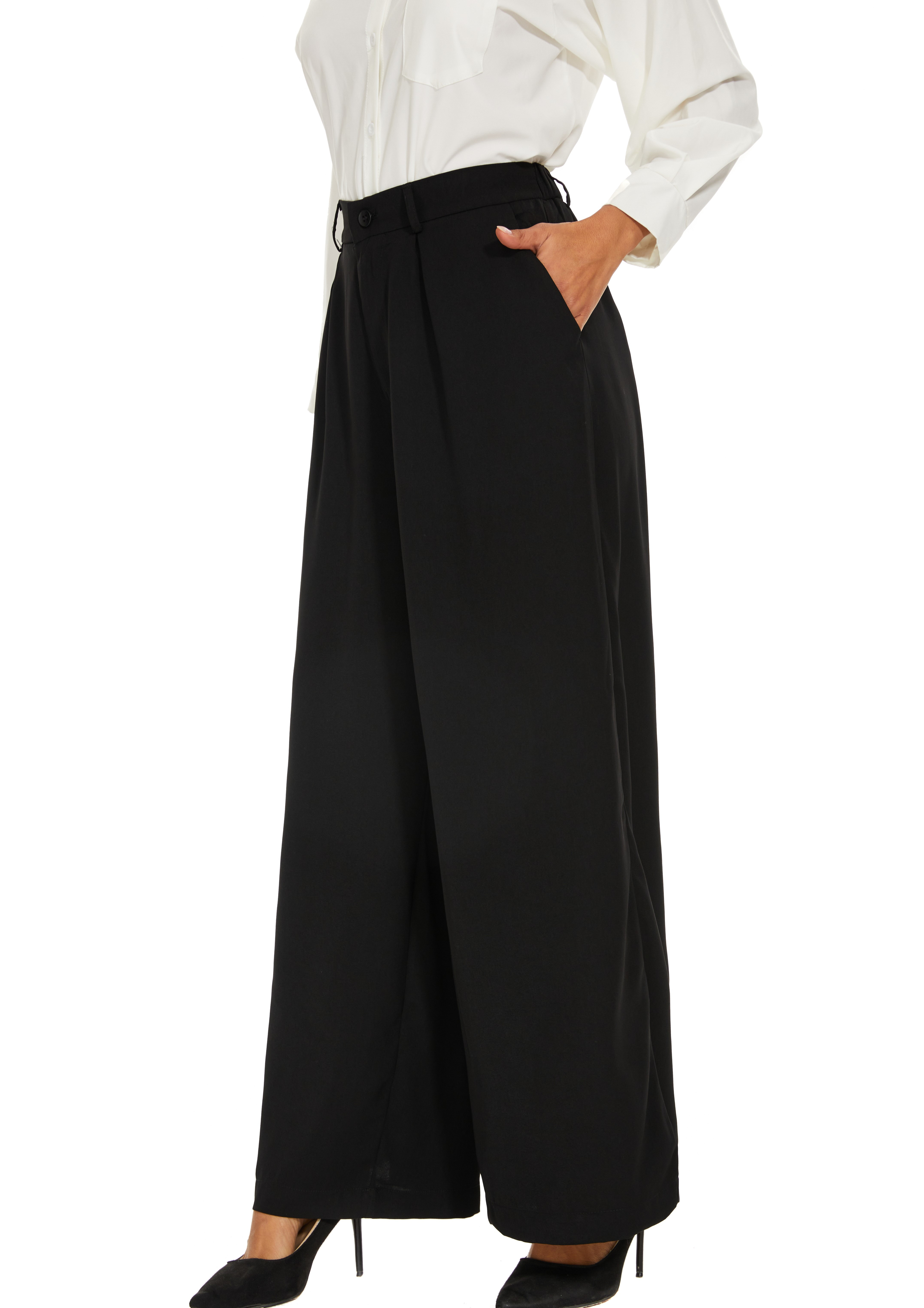 Solid Simple Pants Casual High Waist Wide Leg Versatile Temu