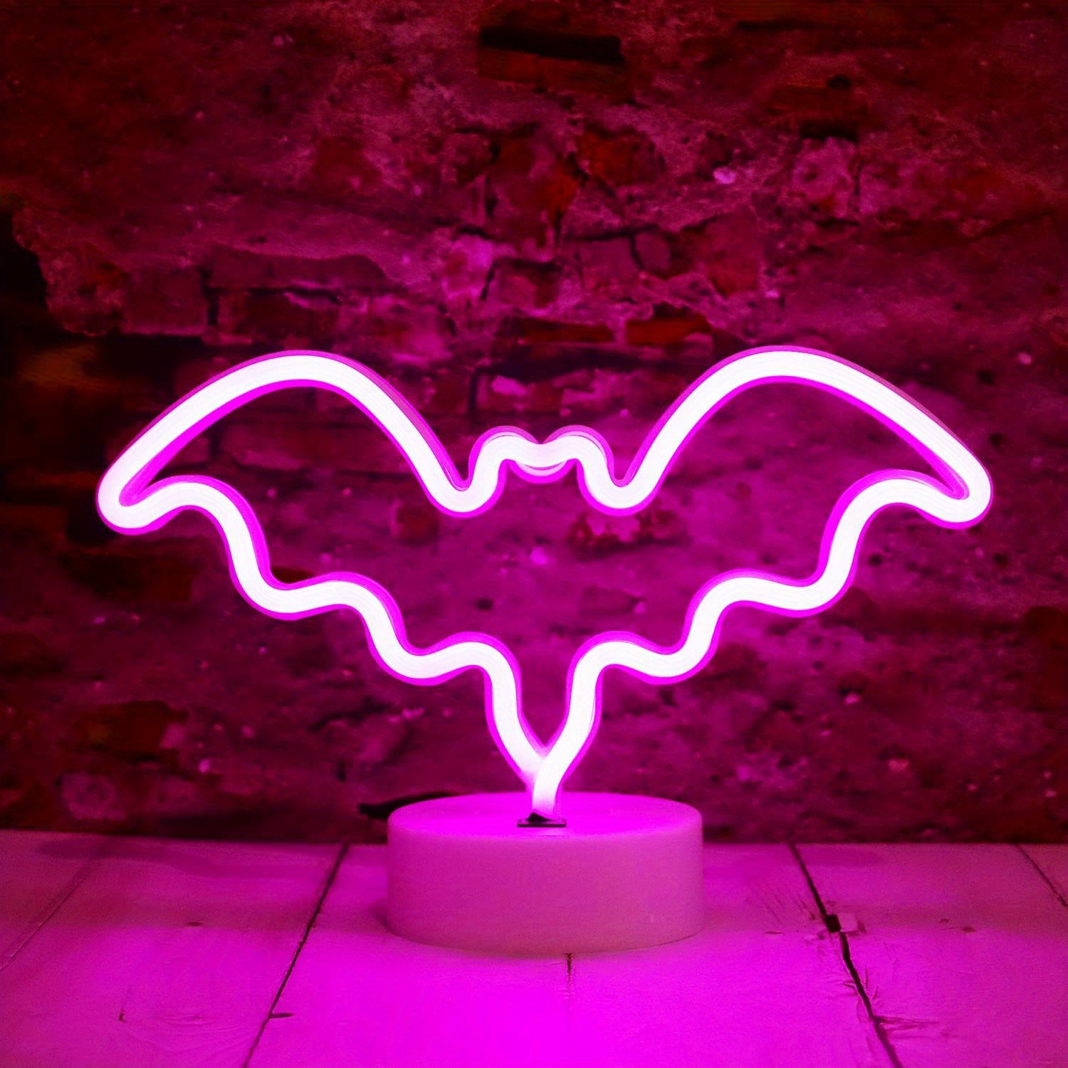 Led Neon Bat Halloween Decoration Bat Shaped Neon Night Home - Temu