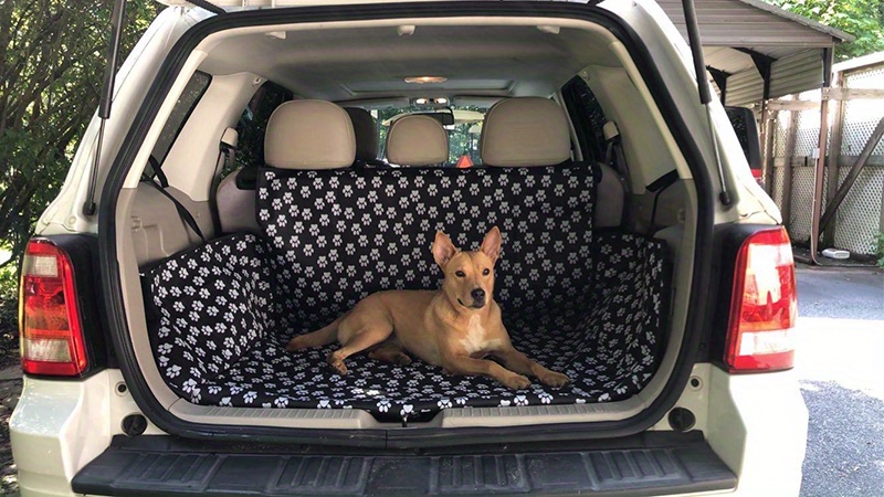 Pet Dog Trunk Cargo Liner Waterproof Floor Mat for Dogs Cats Washable Paw&  Bone Pattern