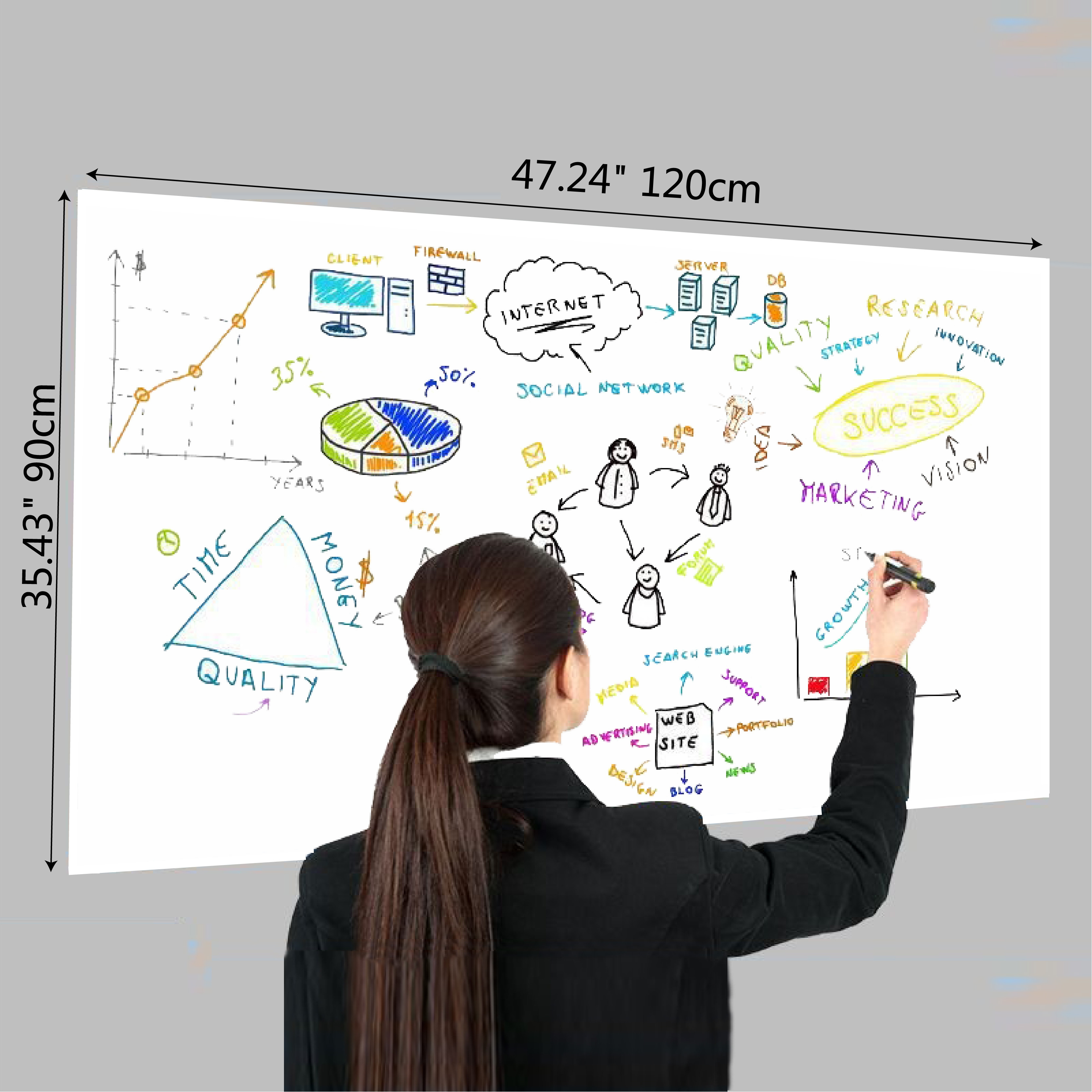 Whiteboard Paper Sticker Roll, DIY Self-adhesive Dry Erase Paper Film,  Large Size 17.72 X 78.74 Inch, With 1 Color Water-based Pen, Home Office  Blackb