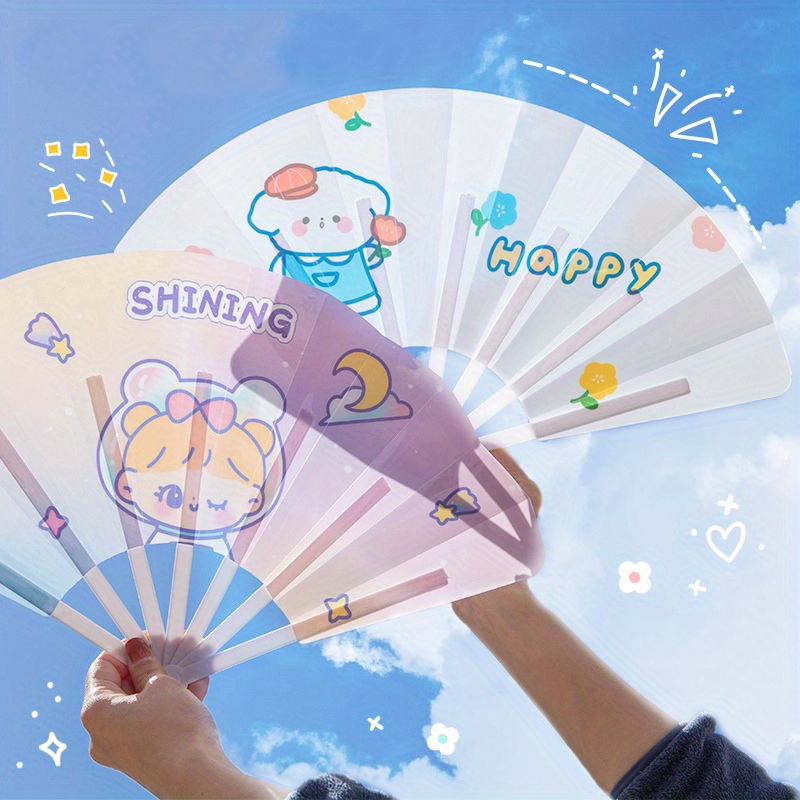 Cartoon Folding Fan Student Gift Plastic Fan Handheld Seven Temu