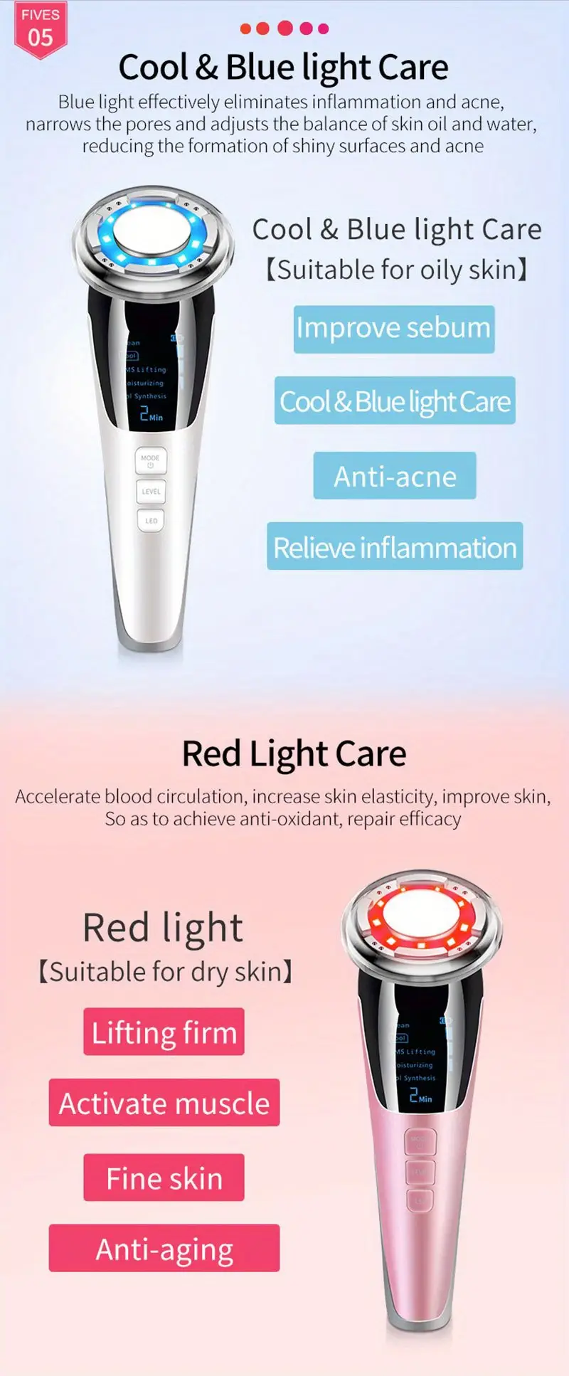 rejuvenate your skin with hot cold led light sonic vibration massager ems galvanic face lifting facial massager details 5